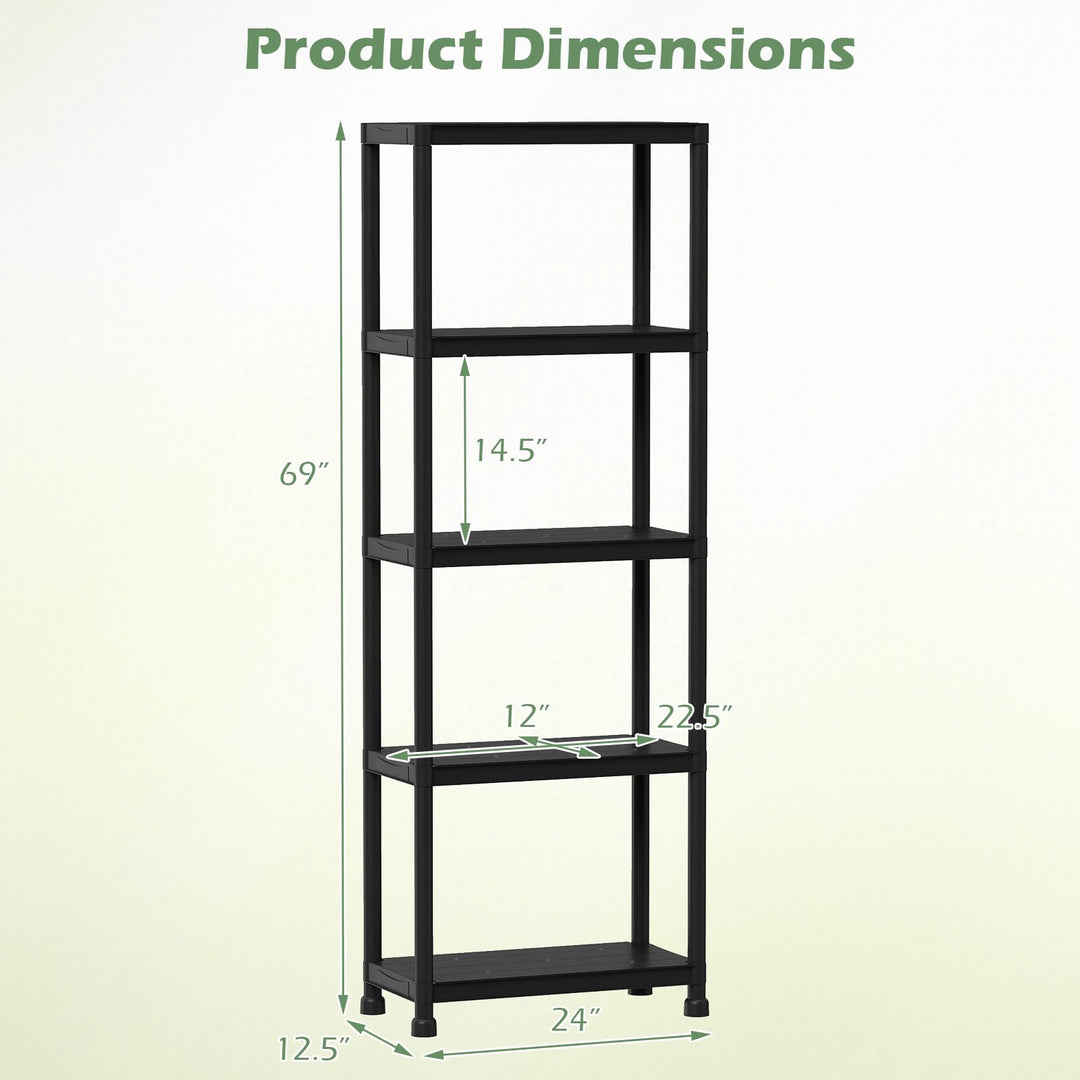 Giantex 5-Tier Heavy-Duty Plastic Storage Shelves (24" x 12.5" x 69")