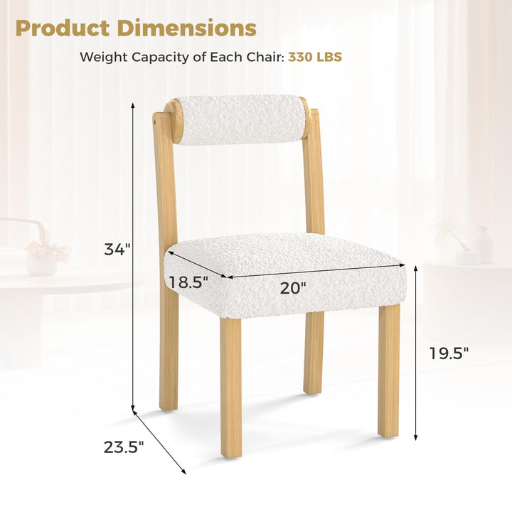 Giantex Wooden Dining Chairs Set of 2/4, Faux Sherpa Upholstered Kitchen Dining Room Chairs w/Rubber Wood Frame