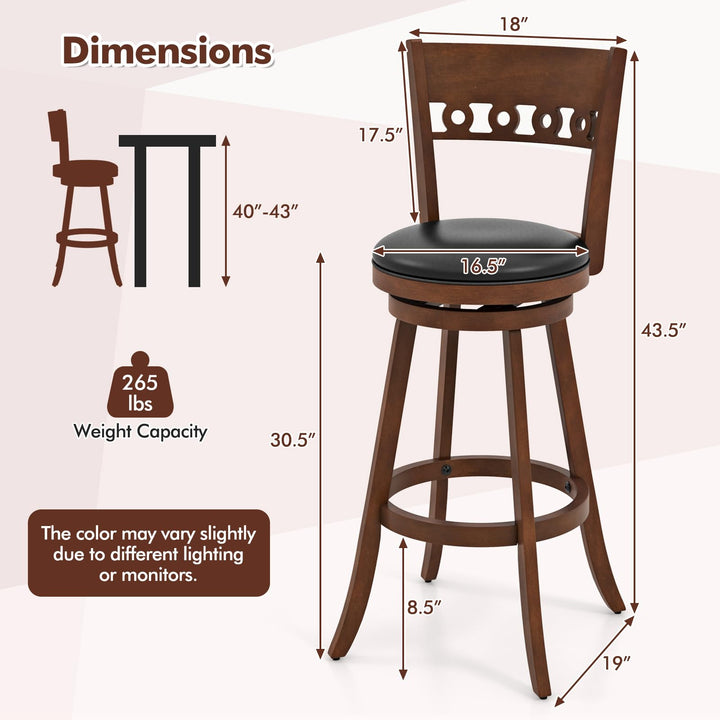 Giantex Swivel Bar Stools, Counter Height Bar Chairs with Back