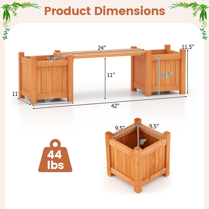 Giantex Outdoor Bench with Raised Garden Beds (42"x11"x11.5")