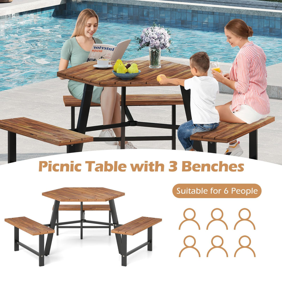 Giantex Picnic Table Bench Set for 6