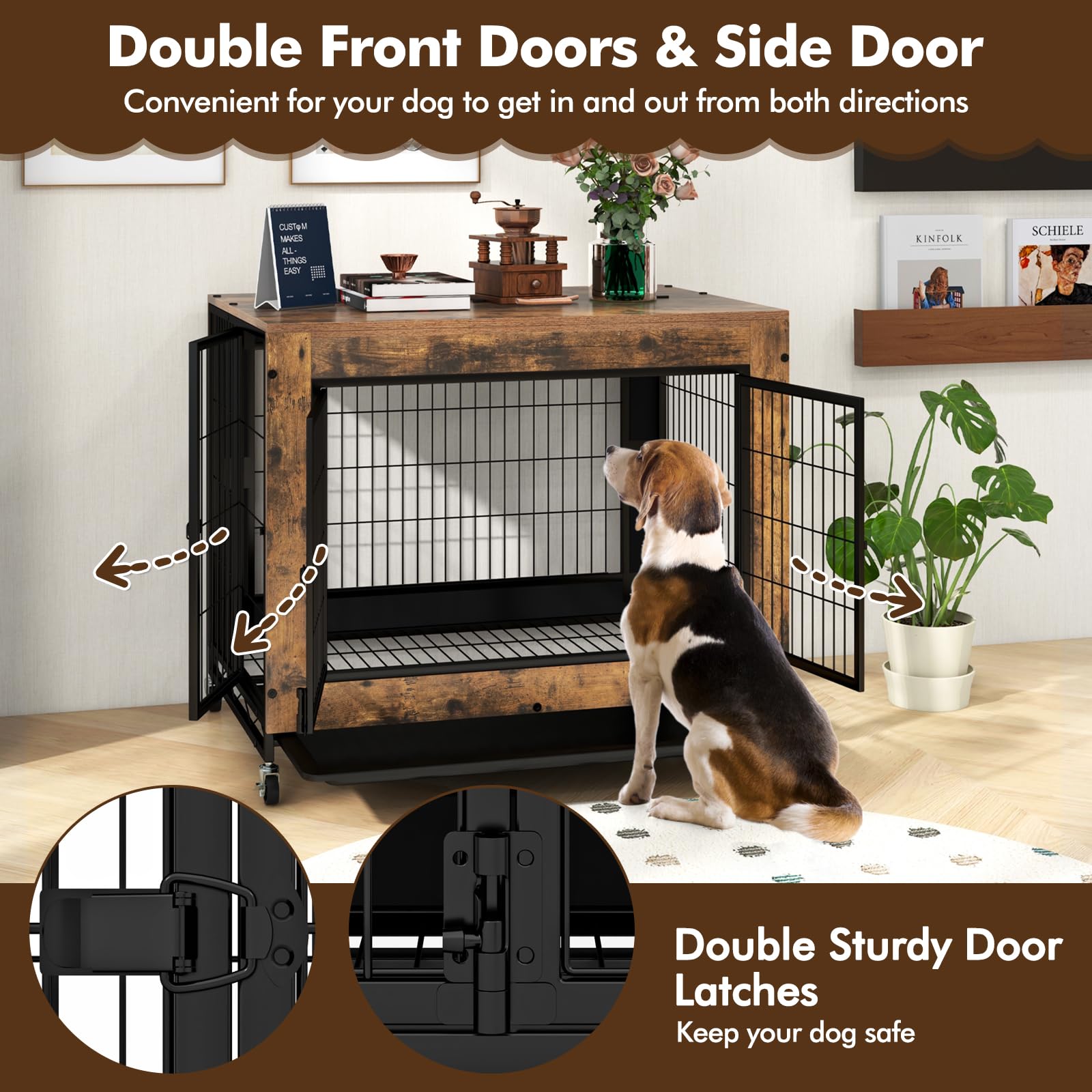 Giantex Dog Crate Furniture with Wheels