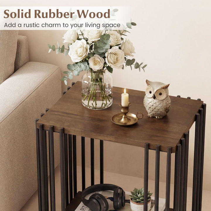 Giantex 2-Tier Wood Side Table - Narrow Sofa Couch End Table (1/2)