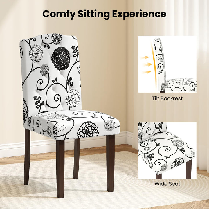 Giantex Upholstered Dining Chairs Set of 2/4 Button Tufted Fabric Upholstered Parson Chairs