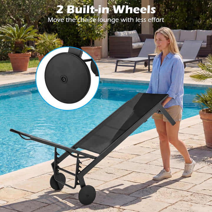 Giantex Patio Chaise Lounge Chair with Wheels and 6-Level Adjustable Backrest (1/2)