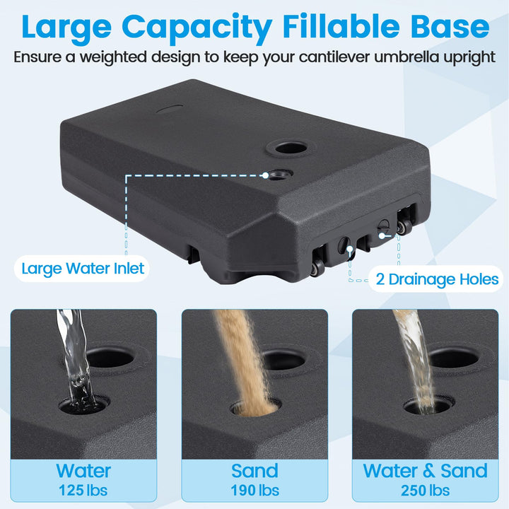 Giantex Fillable Cantilever Umbrella Base 250 lbs Heavy-Duty Offset Patio Umbrella Stand