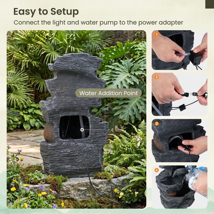 Giantex 5-Tier Water Fountain Outdoor for Patio