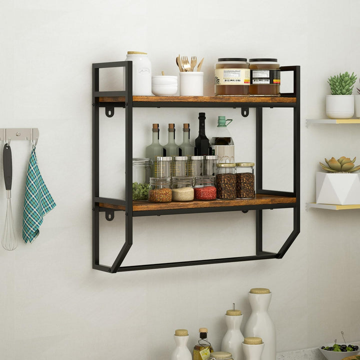 Giantex Wall Mounted Bathroom Shelves with Towel Bar