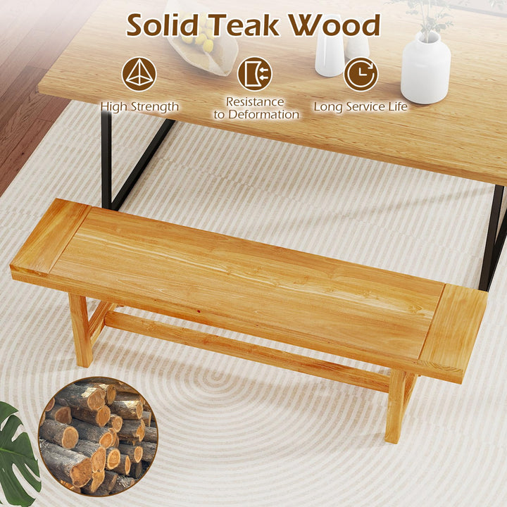 Giantex 63-Inches Dining Bench Teak Wood Outdoor Benches(1/2)