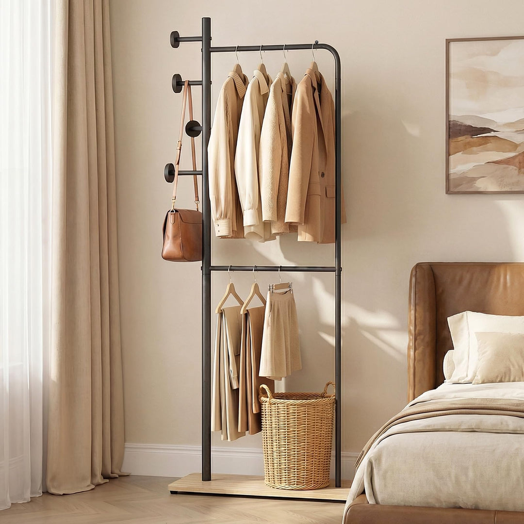 Giantex Double Rods Clothes Hanging Rack for Entryway
