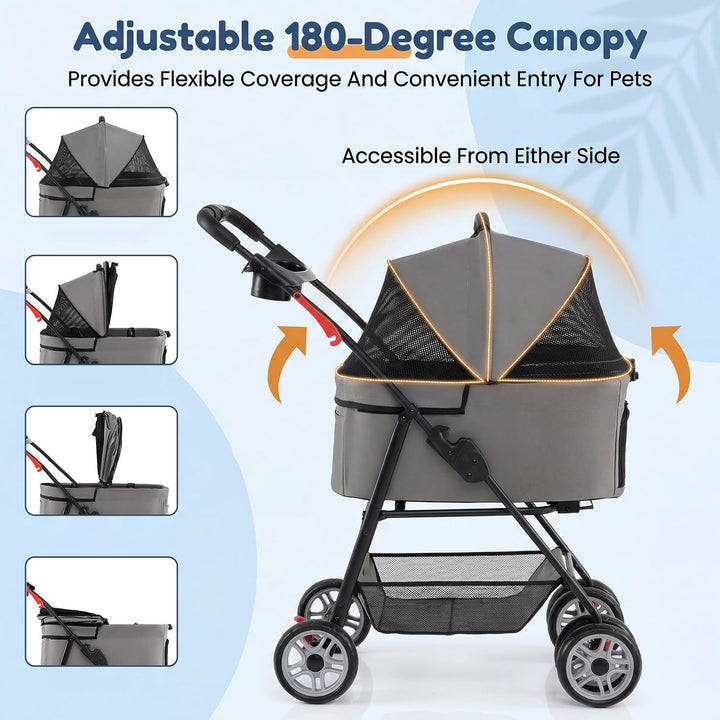 Giantex 3-in-1 Pet Stroller with Detachable Carrier for Small &amp; Medium Pets