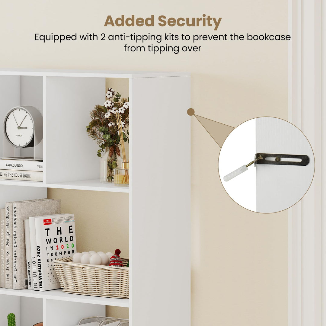 Giantex Open Shelf Bookcase 4-Tier Modern Bookshelf with 12 Storage Compartments