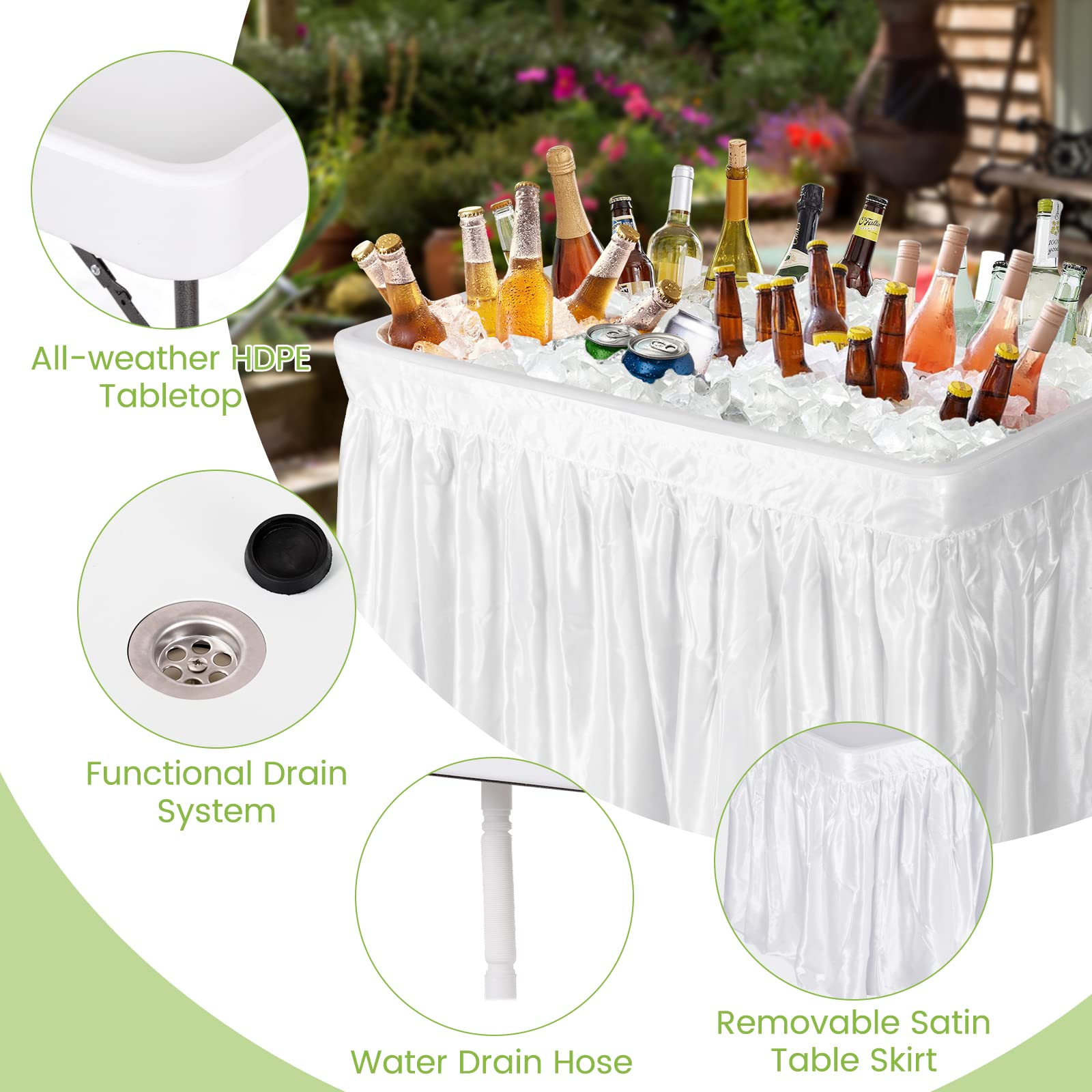 Giantex 4 FT Folding Ice Cooler Table with Drain and Bucket