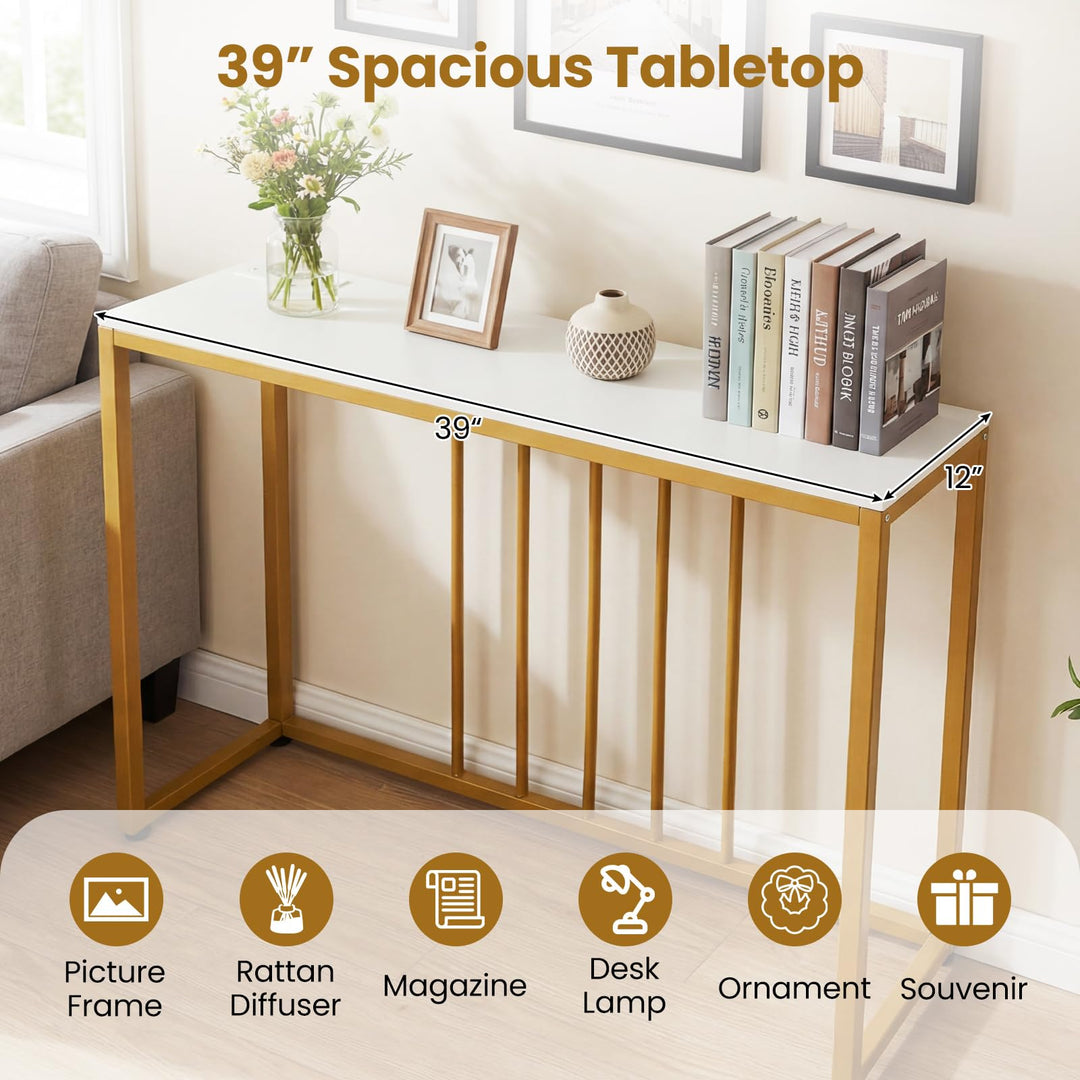 Giantex 39" Narrow Entryway Table with Charging Station &amp; Heavy-Duty Metal Frame