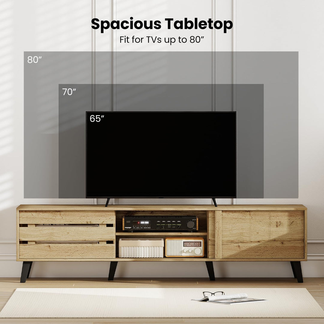 Giantex Mid Century Modern TV Stand for 65-80 Inch TV