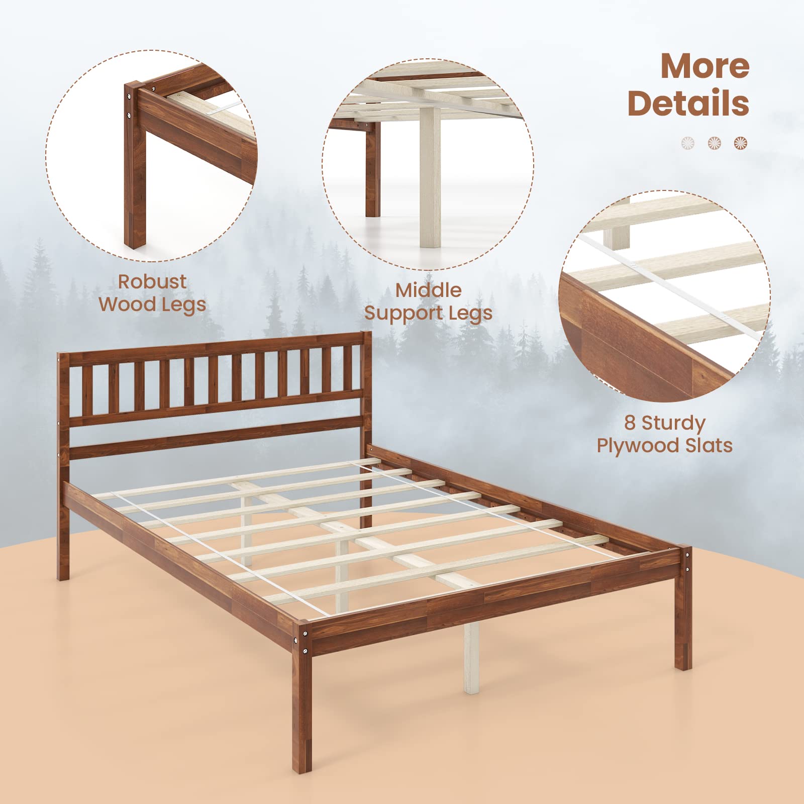 Giantex Wood Bed Frame with Headboard