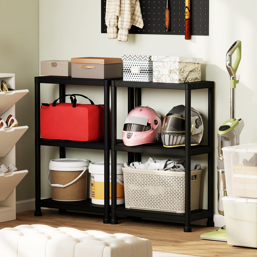 Giantex 3-Tier Heavy-Duty Plastic Storage Shelves (24" x 12.5" x 37")