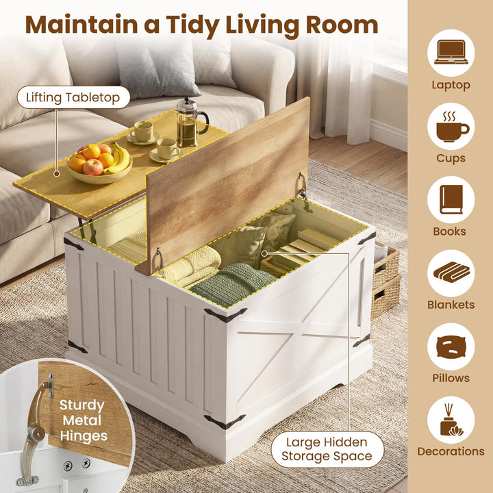 Giantex 31.5" Square Wood Center Table with Large Hidden Storage Compartment & Hinged Lift Top