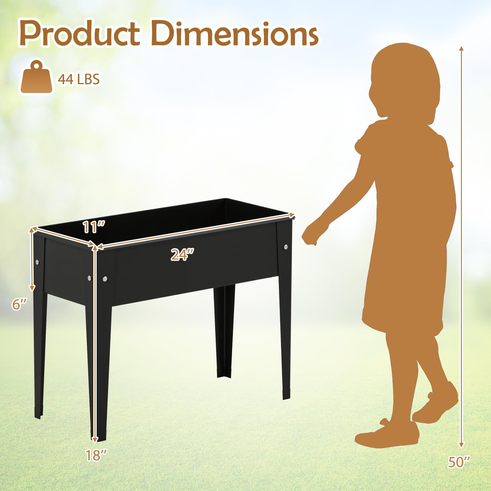 Giantex Metal Raised Garden Bed with Legs(24”x11”x18”)
