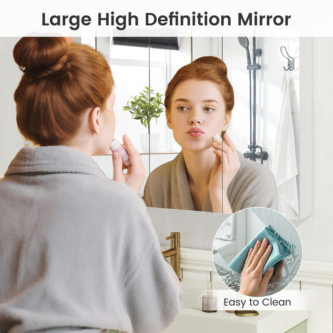 Giantex Wall Mounted Medicine Cabinet with 3 Frameless Mirrored Doors & Mounting Hardware