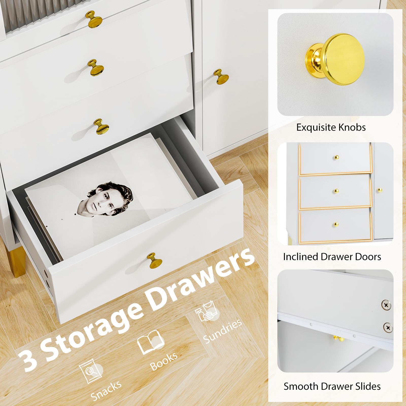 Giantex 3-Drawer Modern Storage Cabinet with 2 Doors
