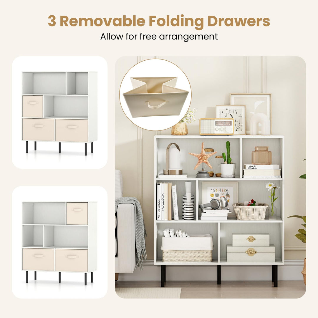 Giantex 6-Cube Bookshelf 3-Tier White Bookcase