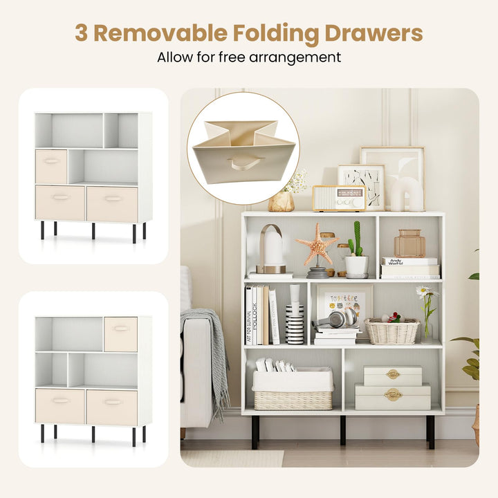 Giantex 6-Cube Bookshelf 3-Tier White Bookcase