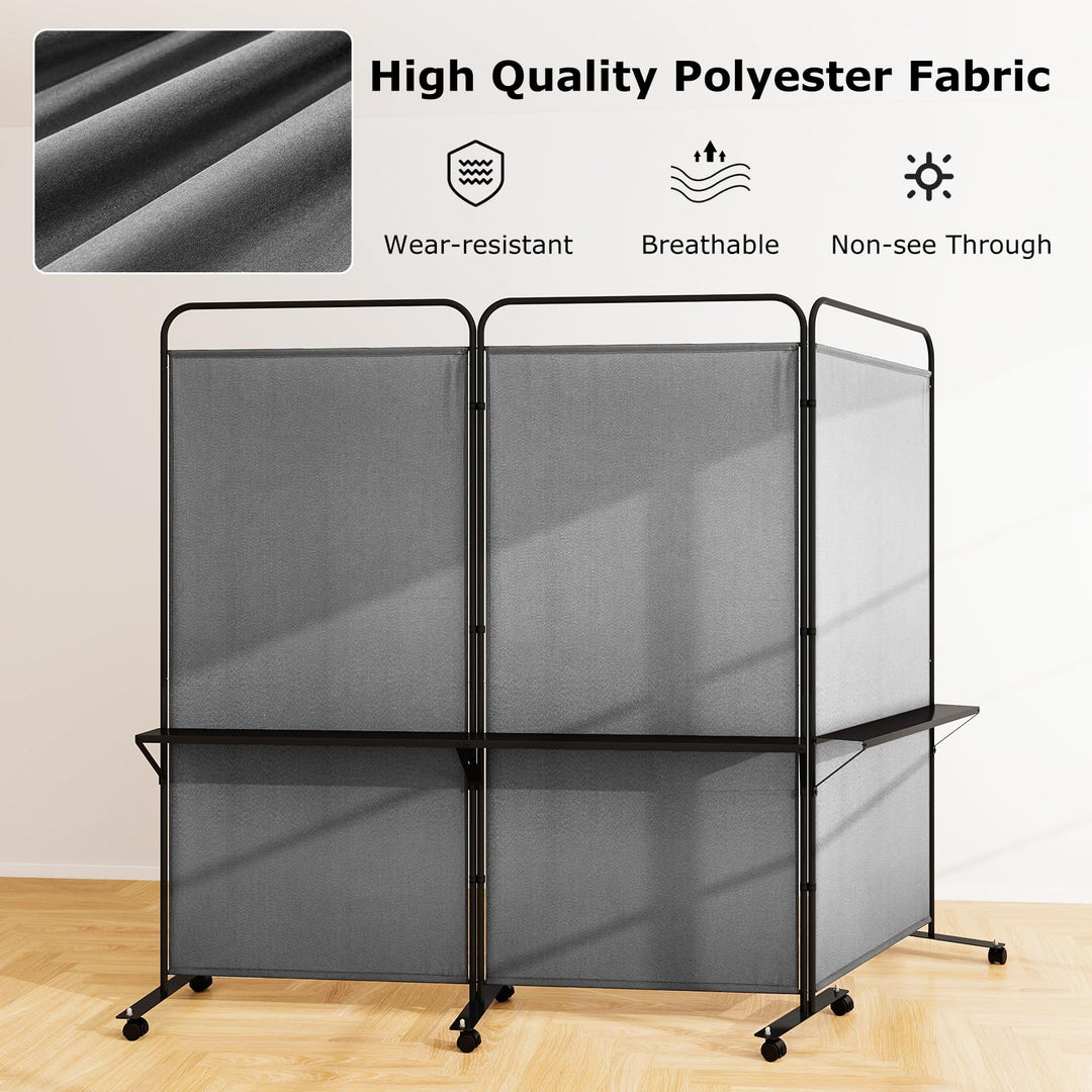 Giantex 3 Panel Room Divider with Wheels and Shelves  for Home Office Studio