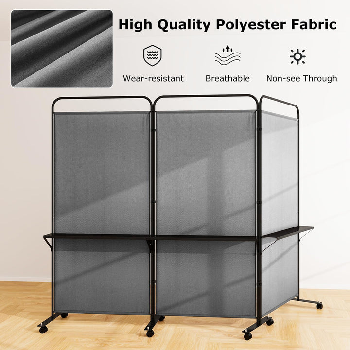 Giantex 3 Panel Room Divider with Wheels and Shelves  for Home Office Studio