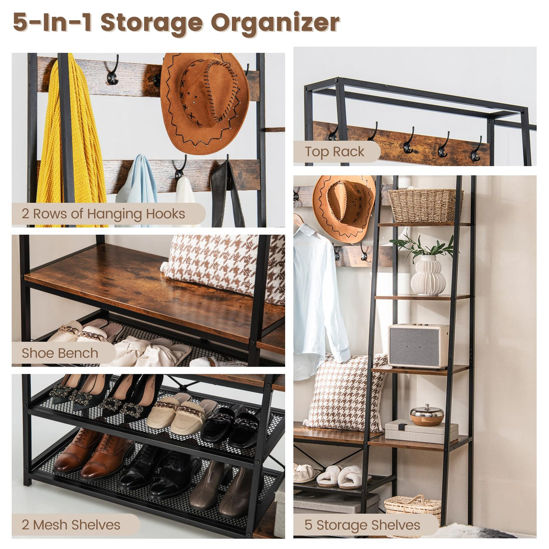 Giantex Coat Rack with Shoe Bench