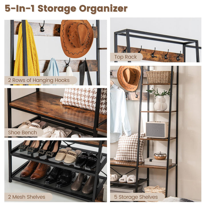 Giantex Coat Rack with Shoe Bench
