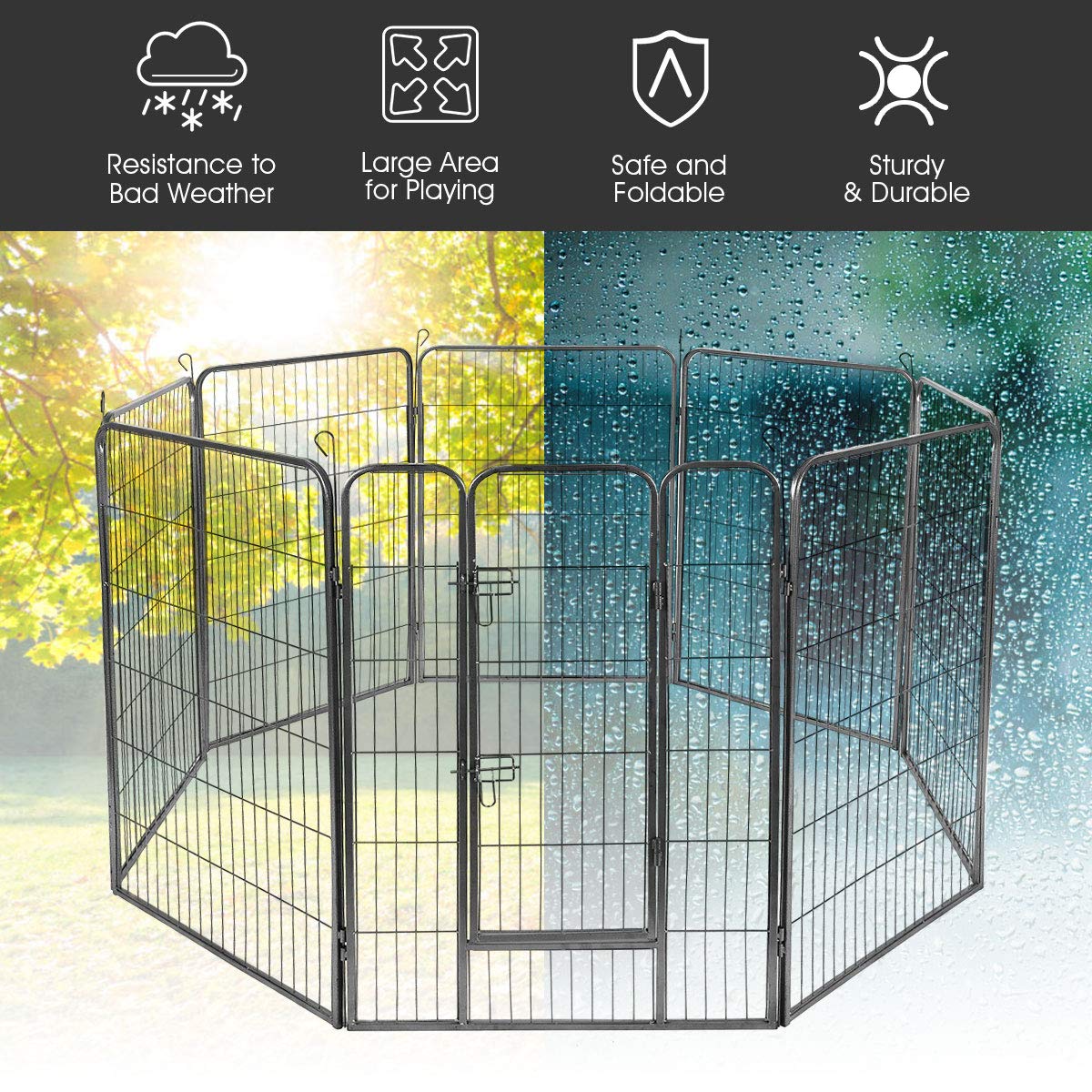 Giantex 8 Panel 48 inch Dog Playpen with Door