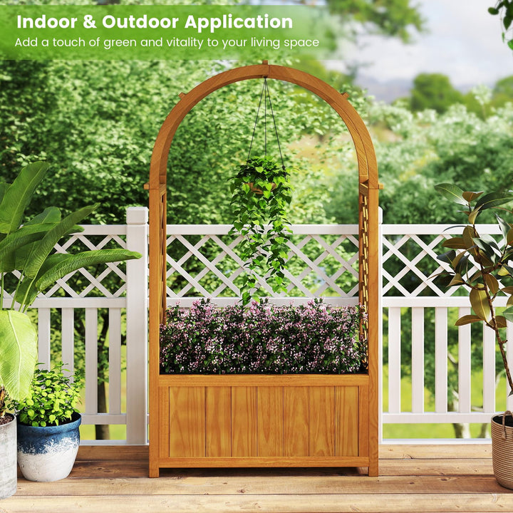 Giantex Raised Garden Bed with Arch Lattice Trellis, for Climbing Vine Flower Vegetable