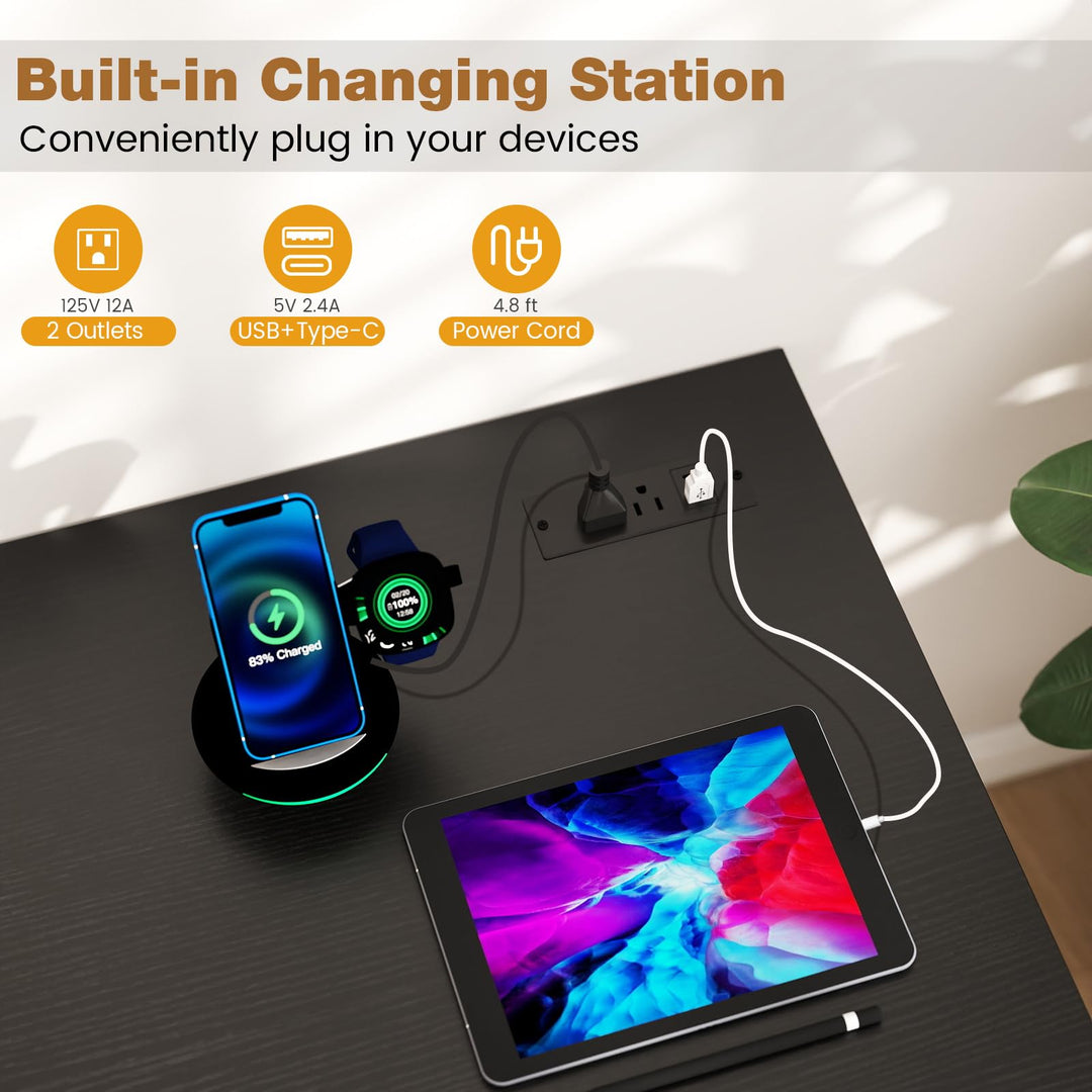 Giantex 55 Inch Computer Desk with Charging Station