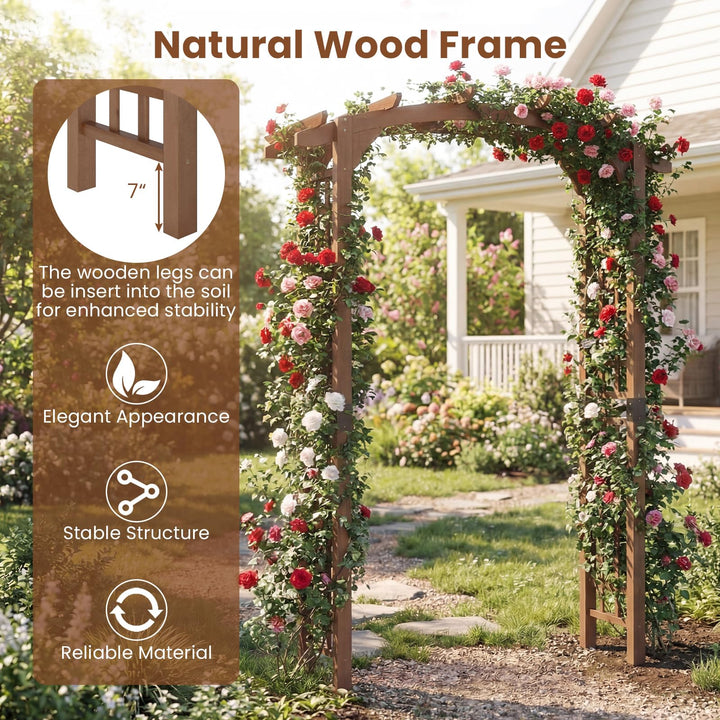 Giantex 7.5FT Wood Garden Arbor Trellis for Climbing Plants