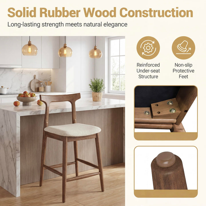 GIANTEX 24" Rustic Farmhouse Barstools w/Upholstered Cushioned Seats (2/4)