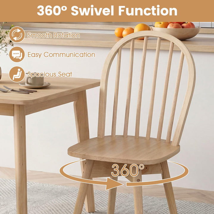 Giantex Windsor Dining Chairs Set of 2/4 Farmhouse Swivel Kitchen Chairs with Spindle Back