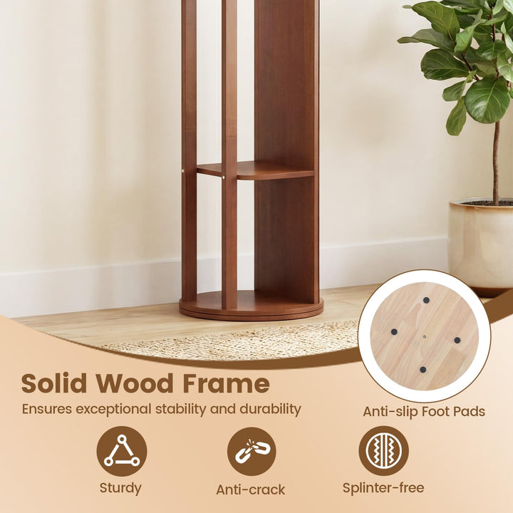 CHARMAID 66" Wood Floor Standing Mirror with 2 Clothes Rods