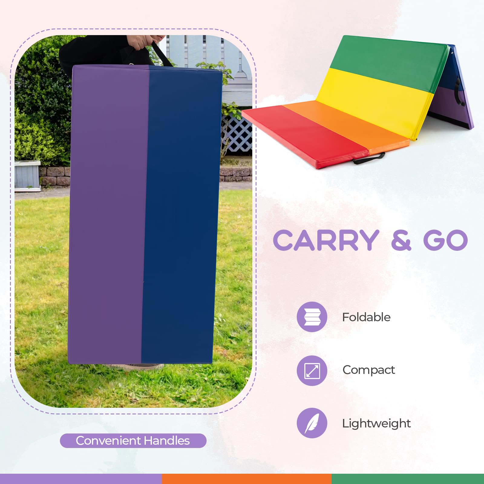 Giantex 6'x4'x2 Gymnastics Mat, Folding Anti-Tear Tumbling Mat