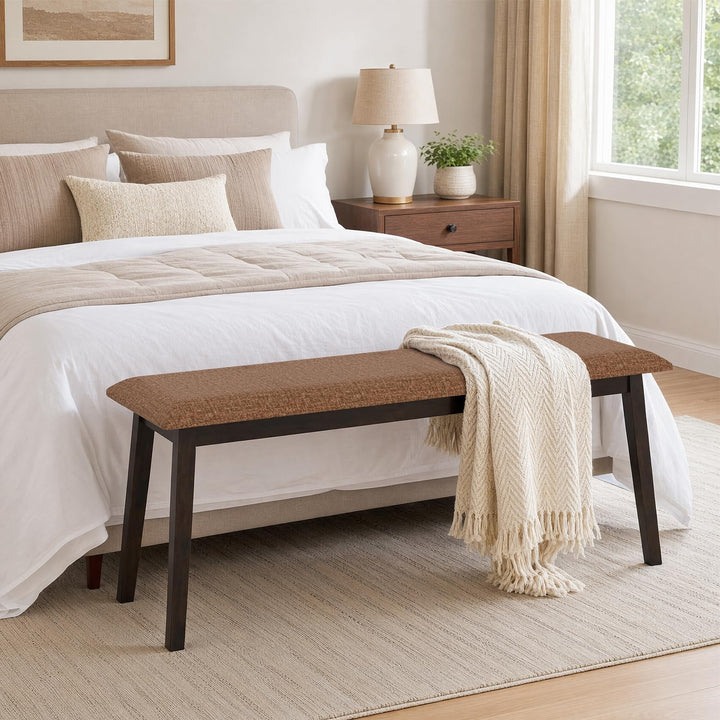 GIANTEX 43.5" Upholstered Dining Bench with Rubber Wood Frame (1/2)