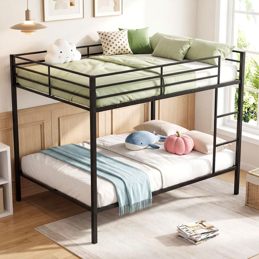 Giantex Heavy-Duty Metal Bunk Bed Full Over Full with Ladder &amp; Full Length Safety Guardrail