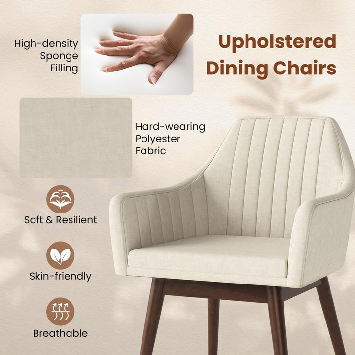 Giantex Upholstered Dining Chairs Set of 2/4 Mid Century Kitchen Chairs with Wrap-Around Backrest