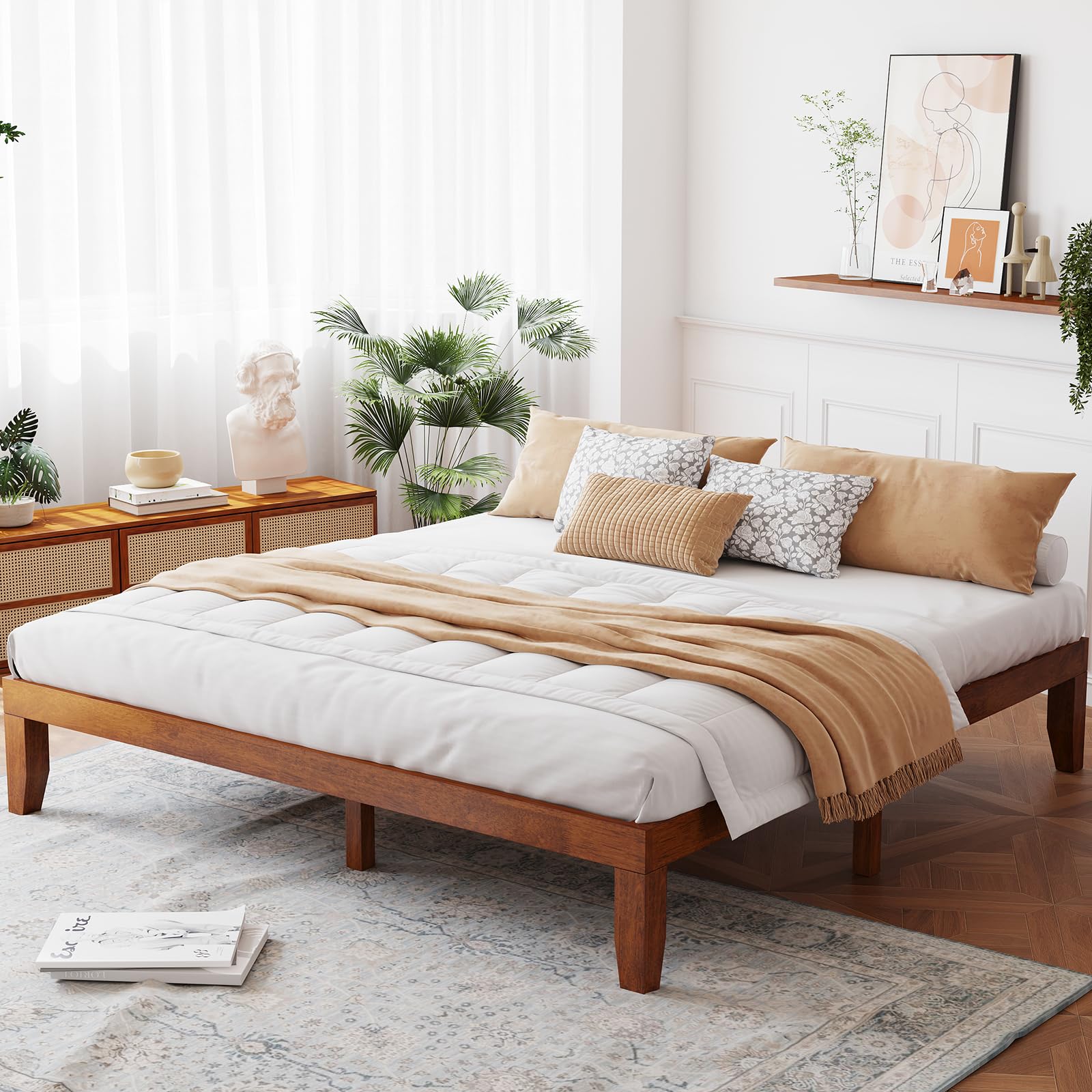No Box Spring Needed 14 Inch Solid Wood Platform Bed Frame