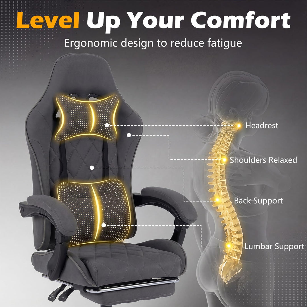 Giantex Gaming Chair Height Adjustable Computer Chair with Headrest and Lumbar Support