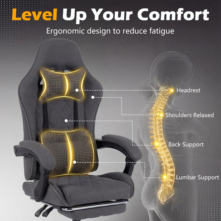 Giantex Gaming Chair Height Adjustable Computer Chair with Headrest and Lumbar Support