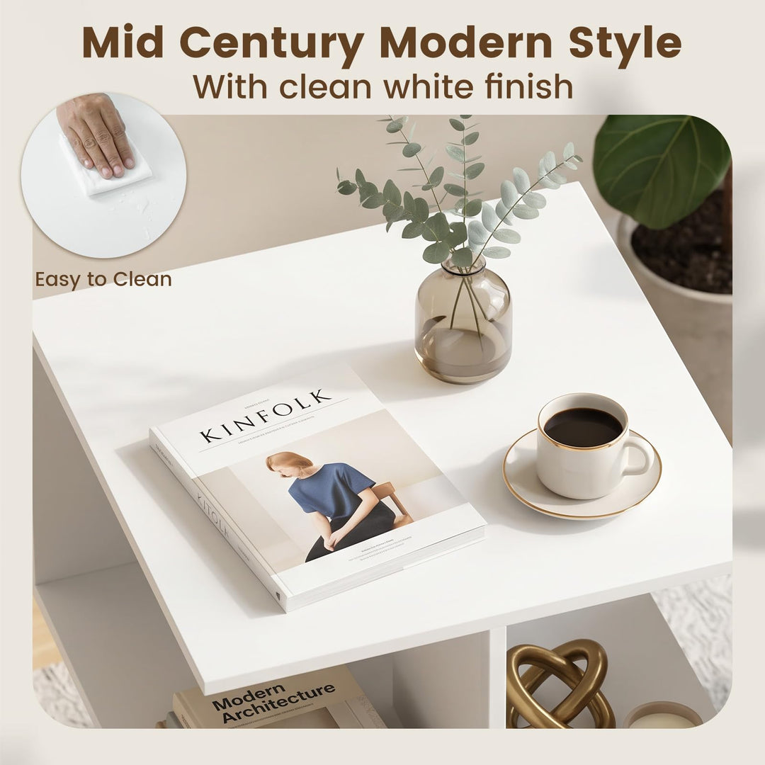 Giantex Mid Century Modern 2-Tier End Table with 2 Storage Compartments (1/2)