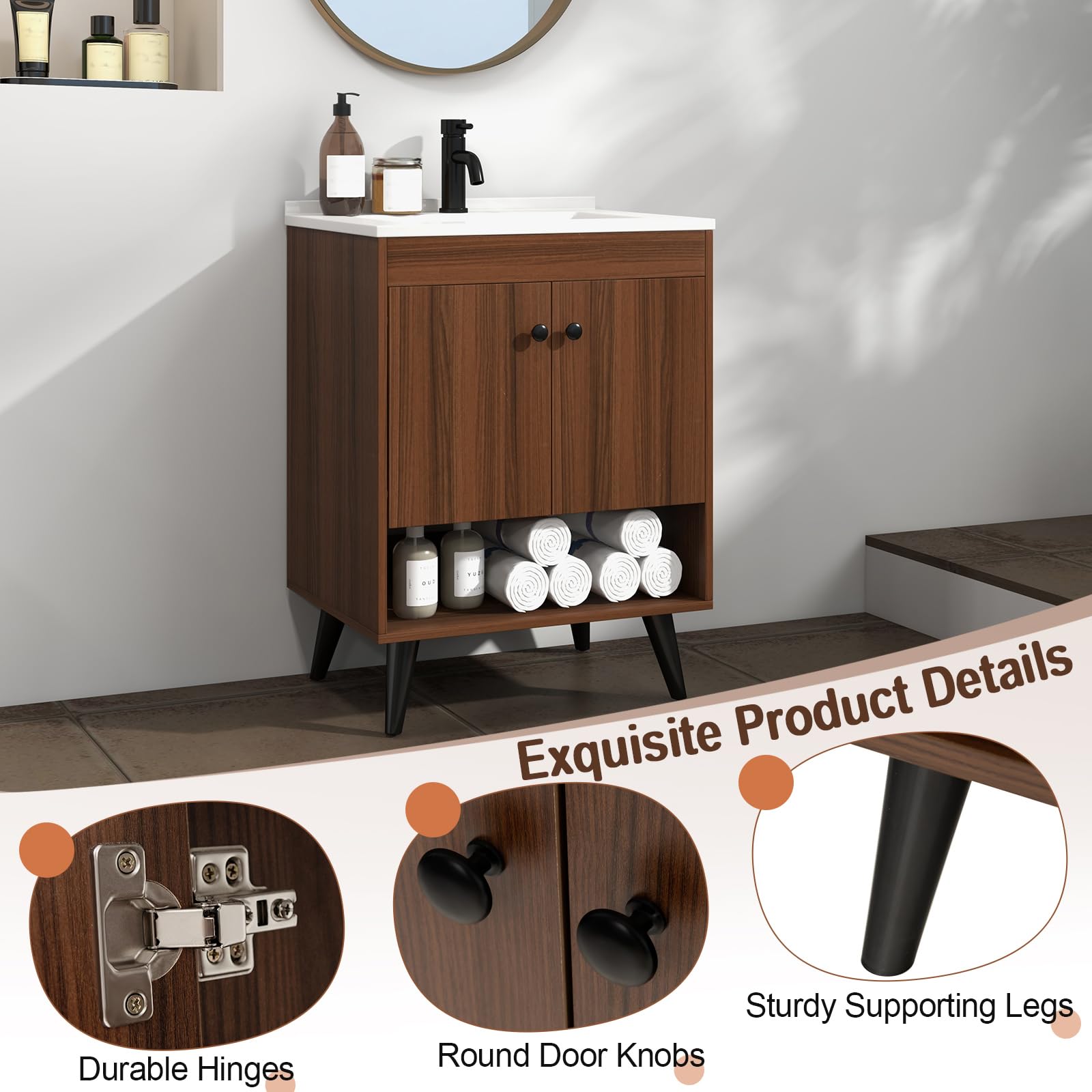 Giantex Bathroom Vanities with Vessel Sink - Bathroom Sink Cabinet with Doors