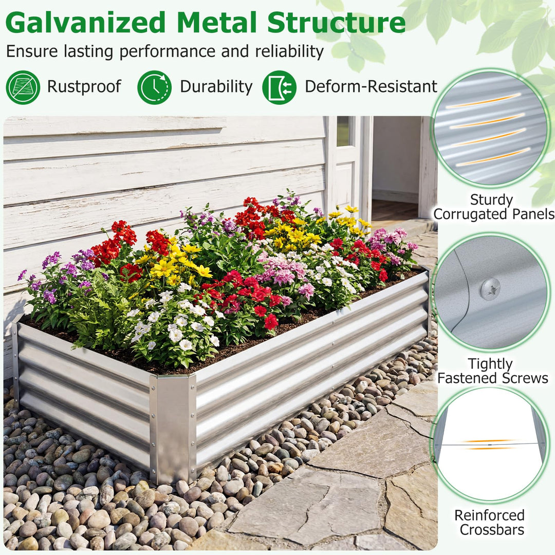 Giantex 6 x 3 x 1 FT Galvanized Rectangular Metal Raised Garden Bed (1/2)