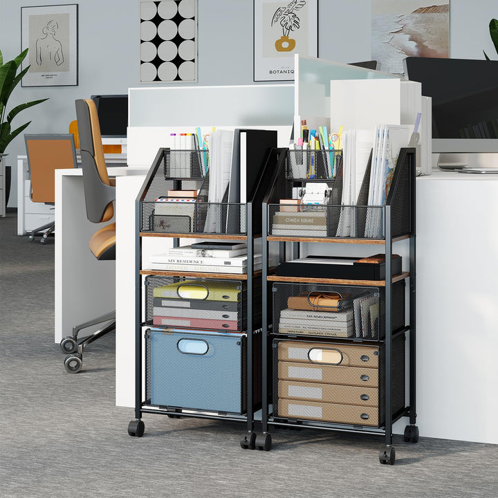 Giantex 5-Tier Rolling File Cart with Metal Mesh Drawers (1/2)