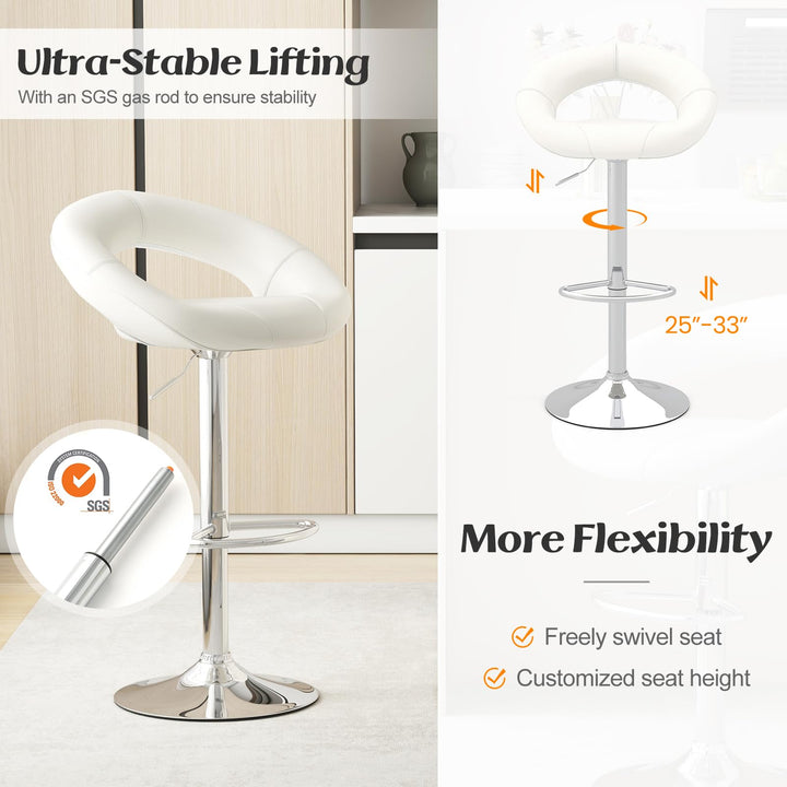 Giantex Adjustable Swivel Bar Stools, Modern PU Leather Counter Height Bar Chairs w/Hollowed Back